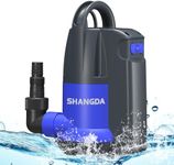 SHANGDA 1HP Sump Pump Automatic Submersible Water Pump 3700GPH Built-in Float Switch Portable Utility Pumps with Adapters for Pool Hot Tub Rain Barrel Flooded House Basement