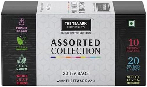 The Tea Ark Assorted Tea Bags | Sampler Pack | Tea Assortment Box | 20 Premium Individually Wrapped Pyramid Tea Bags (2 X 10 Variants) (20 Tea Bags, Assorted)