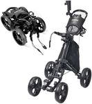 FLAGTAG Golf Push Cart 4 Wheels,Folding Golf Cart, Golf Pull cart with Cup Holder,Umbrella Holder,Cooler Bag, Foldable with one-Click,Handle Height Adjustable,Drink Holder,Walking Push cart