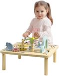 Navaris Kids Wooden Activity Table - Learning Centre Tables for Toddlers Age 2 to 5 - Stand Up Table with Built-In Toddler Entertainment and Enrichment Games