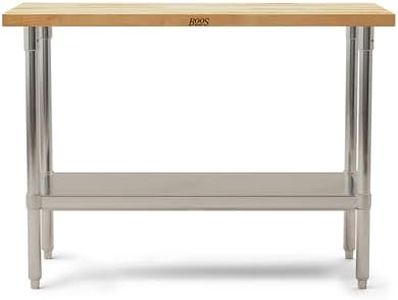 John Boos JNS02 Maple Top Work Table with Galvanized Steel Base and Adjustable Galvanized Lower Shelf, 48" Long x 24" Wide x 1-1/2" Thick