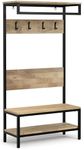 SIMPLIHOME Westmont Solid Mango Wood Wide Industrial Hall Tree Bench for The Living, Entryway and Family Room, 40 inch, Natural