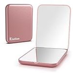 Kintion Pocket Mirror, 1X/3X Magnification LED Compact Travel Makeup Mirror, Compact Mirror with Light, Purse Mirror, Portable, Folding, Handheld, Small Lighted Compact Mirror for Gift, Rose Gold