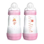 MAM Easy Start Anti-Colic Bottle 9oz (2 count), MAM Baby Bottle with Medium Flow Nipple, Breastfed Baby Feeding Essentials, Designs May Vary