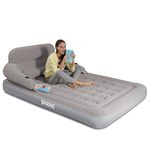 JEASONG Air Mattress with Headboard, Fast Inflation/Deflation Inflatable Airbed, 9 Inches High Blow Up Bed with Comfortable Flocked Top for Home Guest Travel Camping (GREY)