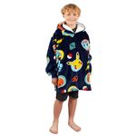 Officially Licensed Pokémon Blanket Hoodie Kids, Oversized Hoodie Blanket Pokémon Gifts for Boys Girls Warm Soft Comfy Pullover Pokémon Accessories Merchandise, Blue Medium