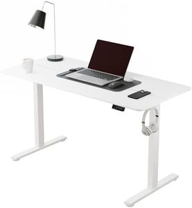 ERGOMAKER Electric Standing Desk 110x60cm (43.3"x23.6"), Height Adjustable Standing Desk with Splice Board, Stand Up Desk with Backpack Hook and Memory Smart Handset(White Frame + White Desktop)