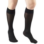 Truform Sheer Compression Stockings, 8-15 mmHg, Women's Open Toe, Knee High Length, 20 Denier, Black, X-Large