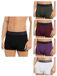 FREECULTR Men's Underwear Anti Bacterial Micromodal Airsoft Trunk - Non Itch No Chaffing Sweat Proof - Pot Black,Seaweed Green,Sangria Wine,Trippy Violet,Cloud White Size L Pack 5