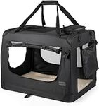 lionto Pet Carrier Foldable Dog Transport Box Car Crate Small Animal Carrier, (L) 70x52x50 cm black