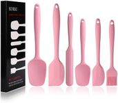 BINHAI Silicone Spatula Set - Pink 6 Piece Non - Stick Rubber Spatula with Stainless Steel Core - Heat-Resistant Spatula Kitchen Utensils Set for Cooking, Baking and Mixing