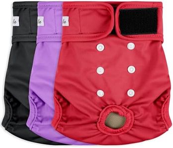 Female Dog Diapers - Reusable Diapers for Doggie in Heat - Highly Absorbent for Pet Incontinence with Adjustable Snaps (Pack of 3) Red, XXL
