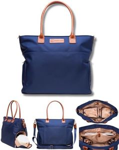 Sarah Wells Abby Breast Pump Bag with Real Leather Straps (Navy)