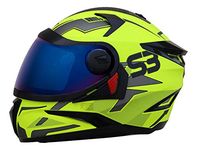 Steelbird SBH-17 Terminator Full Face Graphic Helmet (Large 600 mm, Glossy Fluo Neon Fitted with Clear Visor and Extra Blue Visor), Thermoplastic