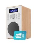 DAB/DAB+ Digital Radio | Solid Wood Cabinet | Kitchen & Bedside FM Radio with 20 Presets, Dual Alarm & Snooze Function | LED Display & 3.5mm Jack | MAJORITY Barton (Oak)