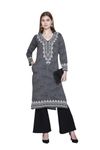 REBECCA Women's Winter Wear Jacquard Woolen Warm Kurti with Side Pockets,RF004CHARCOAL-XXL