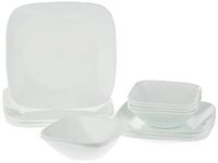 Corelle 18-Piece Vitrelle Glass Pure White Chip and Break Resistant Dinner Set, Service for 6, White