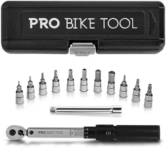 PRO BIKE TOOL 1/4 Inch Drive Click Torque Wrench Set – Inch Pound Nm Dual Readout – Bicycle Maintenance Kit for Road & Mountain Bikes - Includes Allen & Torx Sockets, Extension Bar & Storage Box