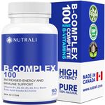 NEW B-COMPLEX 100 High Potency Capsules, 9 Complete B Vitamins - B1, B2, B3, B5, B6, B7, B9, B10, B12 for Men and Women, Reduced Stress, Improved Immune Support, Hair, Skin, Nail & Eye Health, and Brain Function – Gluten Free, Non-GMO, Vegan - (1 Pack) 60 Capsules