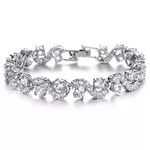 Shining Diva Fashion White Silver Plated Cubic Zirconia Stylish AAA Crystal Charm Bracelet for Women (10950b)