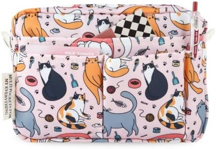 qianshan Multi-functional Portfolio Organizer, Waterproof Travel Pouch Zippered Case,Journal Supplies Storage Case for Notebooks,Make-up, Office Supplies.Pink Cat