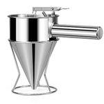 1.2L Stainless Steel Pancake Batter Dispenser with Stand, Octopus Balls Funnel Tool Funnel Cake Dispenser Waffle Batter Dispenser Kitchen Funnel Baking Tool for Cupcake Waffles Muffin Mix Crepes