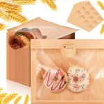 400 Pcs Heat Sealable Bakery Bags with Window 7.1 x 7.5 Inch Grease Resistant Kraft Cookie Bags Pastry Bags with Paper Stickers for Packaging Donut Bread Cookie Goods Sandwich Baked Treat (Brown)