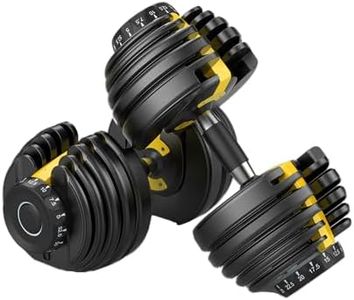 FitnessLab 2x24kg Yellow Adjustable Dumbbells Set Weight Plates Exercise Fitness