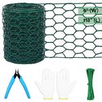 Floral Chicken Wire for Craft,4 x 118 Inch Lightweight Galvanized Hexagonal Chicken Wire Netting, 2mm Thickness Chicken Wire Fence for Garden Poultry, Chicken Wire Mesh with Gloves, Wire Ties, Plier