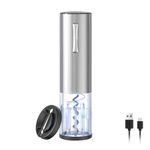 ELMWAY Electric Wine Opener Electric Wine Bottle Corkscrew Opener with Foil Cutter Set Cordless Stainless Steel Bottle Opener for Home, Bars (Rechargeable)