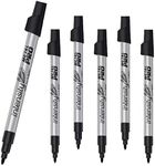 6 x BIC Intensity Metal PRO Permanent Marker, Fine Tip, Bullet Point Pens For Wood, Glass, Plastic & Metal [BLACK] (OEM Packed - Non-Retail Packaging)