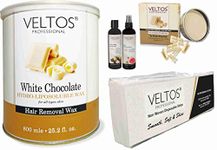 VELTOS White Chocolate Hydro Liposoluble Body Wax 800ML & White Chocolate Facial Peel Off Face Wax 80GM & Cotton Pre-Wax Gel 100ML & Rose After Wax Lotion 100ML & Pack Of Strips For Hair Removal