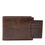 Fossil Men's Derrick Leather Bifold Sliding 2-in-1 with Removable Card Case Wallet, Dark Brown, (Model: ML3685201)