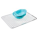 iDesign Gia Metal Sink Grid, Non-Skid Sink Protector for Kitchen, Bathroom, Basement, Garage Sink, 16.25" x 12.75", Polished Stainless Steel