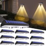 Ellasay Solar Fence Lights Outdoor, 50 Lumens 3 Modes Solar Lights Outdoor,Solar Powered Waterproof Backyard Decor for Wall Fence Deck Step Garden Patio,10 Pack