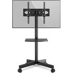 RFIVER Mobile TV Stand on wheels for 27-60 Inch TVs, Tilt Height Adjustable Rolling TV Trolley with Bracket Mount max VESA 400x400mm max 40kgs