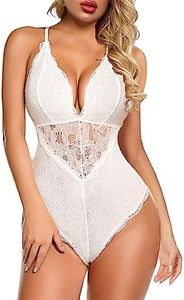 Avidlove Women Lingerie Sna-p Crotch Teddy Deep V Sexy Lace Bodysuit