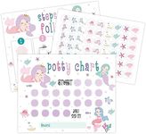 Mermaid Potty Training Chart, Under Sea Theme Potty Training Sticker Chart for Toddlers Boys Girls(1 Pack Includes 10 Potty Training Chart, 1 Instruction, 4 Stickers) - a04