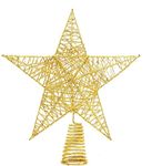 DIYASY Christmas Tree Topper,10inches Metal Glittered Star Xmas Tree Decoration Treetop for Xmas Home Decor