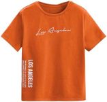 Floerns Boy's Slogan Print Round Neck Casual Short Sleeve Tee Shirt Orange 9Y