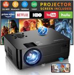 Projector with 5G WiFi and Bluetooth, Native 1080P Projector[Projector Screen Included], Full HD 15000LM Movie Projector, 300" Display Support 4k Home Theater, Compatible with Phone/Laptop/TV Stick