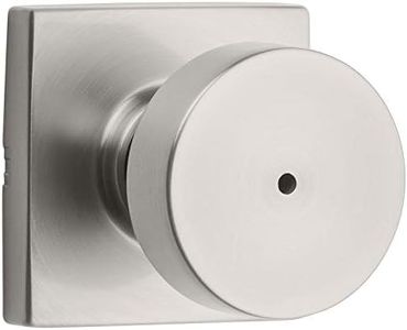 Kwikset Pismo Interior Privacy Door Knob with Lock, Door Handle for Bathroom and Bedroom, Satin Nickel Keyless Turn Lock Doorknob, with Microban Protection
