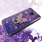 Zase Design Case for Samsung Galaxy J7 V 2nd Gen. 2018, J7 Refine, J7 Star, J7 Aura TOP Clear Case [Liquid Glitter Sparkly Bling] Shockproof Soft Cover w/[Phone Ring Holder Stand] (Purple)