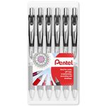 Pentel EnerGel XM BL77 - Retractable Liquid Gel Ink Pen - 0.7mm - 54% Recycled - Clam Pack Gift Set of 6 (Black)