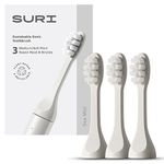 SURI Recyclable Plant-Based, Electric Toothbrush Heads - Built-in Tongue Scraper, Long Lasting Replacement Heads | Compatible Only with SURI Sonic Electric Toothbrush - Sea Mist, Pack of 3