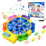 Vicloon Fishing Game for Kids, Electric Fishing Toys, Fish Game Toy with 24 Fish and 5 Fishing Rods Toy Musical Montessori Educational Learning Toys for Boys Girls Children Toddlers 3-7 Years Old