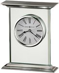 Howard Miller Clifton Table Clock - Glass and Metal Carriage Timepiece, Battery-Operated Analog Desk Clock, Shelf Accent w/Roman Numerals, Classic Table Display for Home, Office, & Living Room Decor