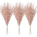 Joiedomi 24 pcs Christmas Tree Berry Stem (Rose Gold) Ornaments, Glittery Decorative Bead Sticks, Glittery Twigs, Picks, Branches for Christmas Tree, Small Vase, Holiday, Wedding, Party Decorations