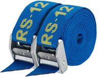 NRS 1.5" Wide Heavy Duty Tie Down Strap | 2 Pack Iconic Blue 12ft | Cargo Roof Rack Strap for Vehicle, Trailer, Kayak, Moving | 650 lbs. Working Load | 2,000 lbs Breaking Strength