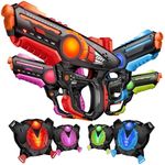 ZIFFY Laser Tag Guns Set of 4 with Vests, Multi-Functional Laser Tag Indoor&Outdoor Family Games, Birthday Gift, Group Activity, Ages 8+(Black)